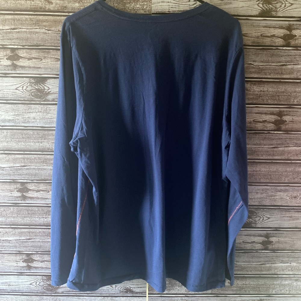 Life‎ Is Good Women's Long-Sleeved Top Size XXL Blue Red Stitch Fitted V-Neck - Picture 4 of 6